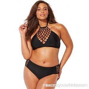 Swimsuits for All Women's Plus Size Ashley Graham Leader Bikini Set Black B07GZPR6DJ